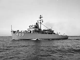USS Sagacity (MSO-469) underway in 1955