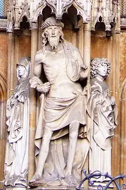 Man of Sorrows on the main portal by Hans Multscher