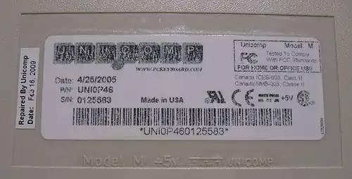 Underside of a Unicomp UNI0P46; built 2005, repaired 2009