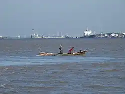 Fisherman on the Yangon River near the Thanlyin port