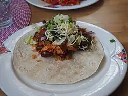 A burrito prior to wrapping