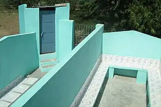 Outdoor urinals at school for boys (right) and girls (left) in Tamil Nadu, India