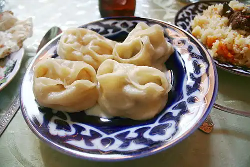 Manti – steamed dough filled with meat or vegetables