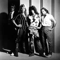 Van Halen in 1984; (L–R): Alex Van Halen, David Lee Roth, Eddie Van Halen, and Michael Anthony.