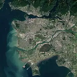 Satellite image of Metro Vancouver