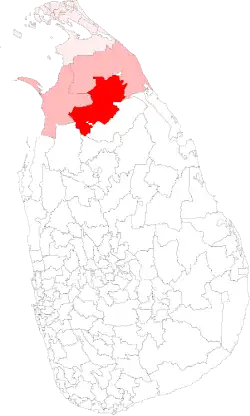 Location of Vavuniya