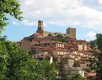 The church and surrounding buildings in Vernet-les-Bains