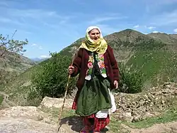 Elderly Gorani woman in traditional clothing