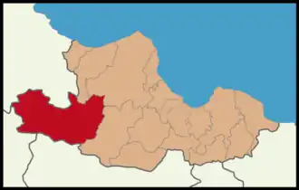 Map showing Vezirköprü District in Samsun Province
