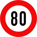 127: Maximum speed limit (80 km/h)