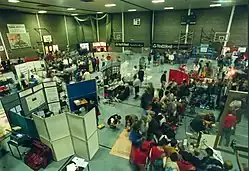 View from inside the Olympics sports hall at Strathclyde University.
