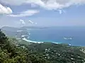 The view from Morne Blanc facing south. Grand Anse and Ile aux Vaches are seen in the foreground.