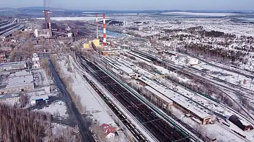 View from above (in the background is the Kachkanarskaya combined heat and power station [ru])