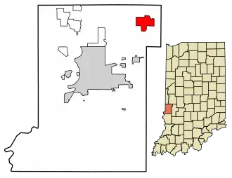 Location of Fontanet in Vigo County, Indiana.