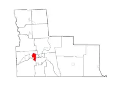 Map highlighting Johnson City's location within Broome County.