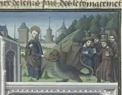 Saint Martha and the Tarasque, from a 15th-century manuscript