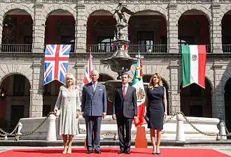 Then Prince Charles and Duchess Camilla with President Peña Nieto and First Lady Angelica Rivera in Mexico City; November 2014.