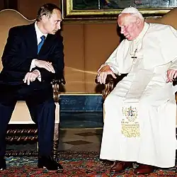 Putin with Pope John Paul II on 5 June 2000