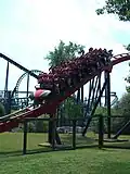 Vortex's drop directly before the corkscrew