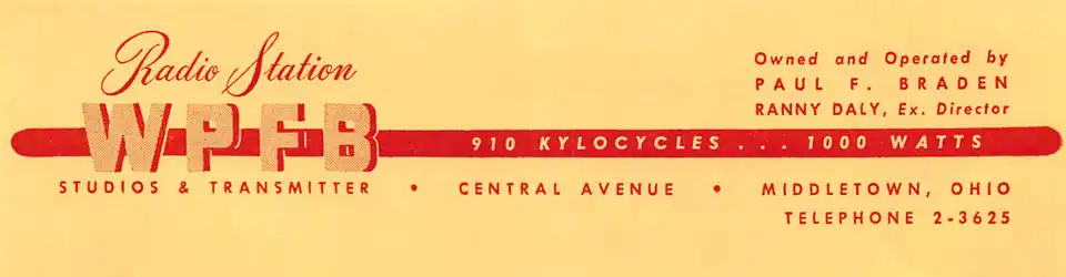 WPFB 1947 Stationary letterhead including station logo