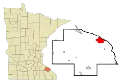 Location of the city of Wabasha within Wabasha County in the state of Minnesota