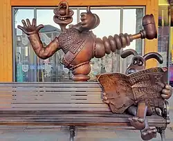 Wallace & Gromit bronze sculpture at the Preston Market Hall