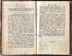 A travelling book of Albert Strauß: Regeln, welche der Wandernde zur Vermeidung angemessener Strafe zu beobachten hat ('Rules, which the journeyman must observe to avoid proper punishment').