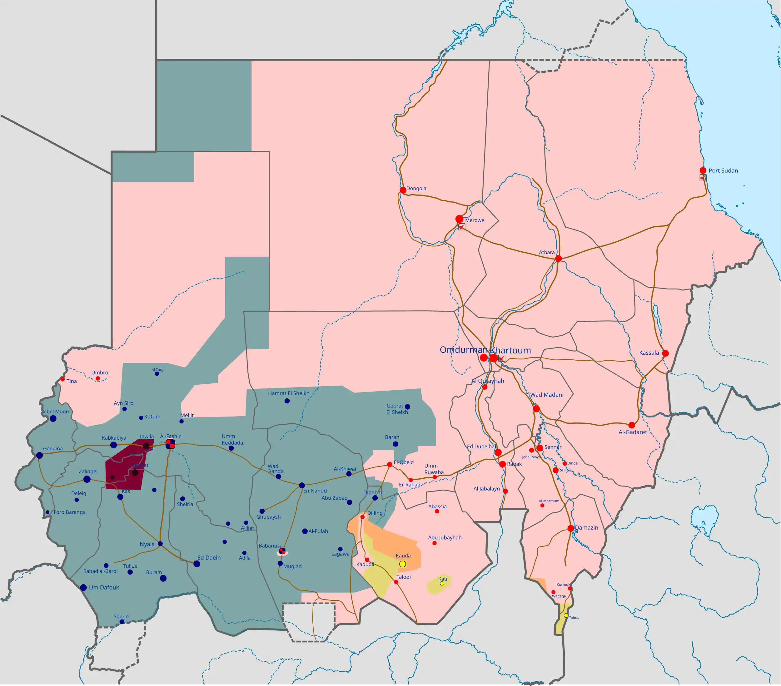 Map of Sudanese Civil War