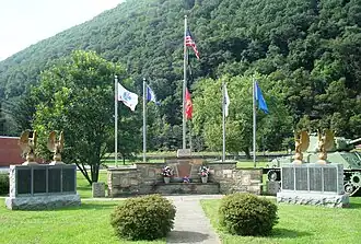 Veterans' memorial includes a Sherman tank.