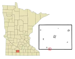 Location in Watonwan County and the state of Minnesota