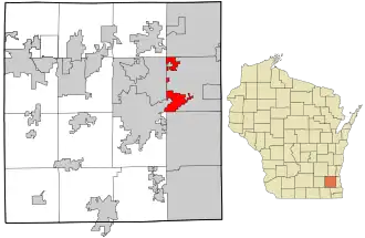 Location in Waukesha County and the state of Wisconsin.