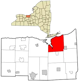 Location in Wayne County and the state of New York.