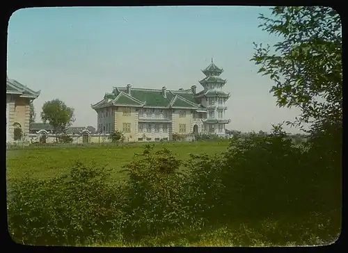 Ackerman Building, the first building constructed at the Union University, photo by Sidney D. Gamble, 1917