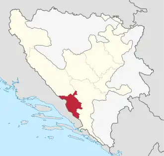 Location of West Herzegovina Canton
