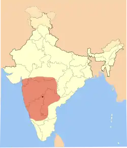 Map of Western Chalukya empire in the 12th century AD