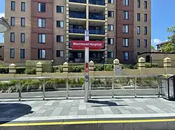 Light rail stop in the middle of a street