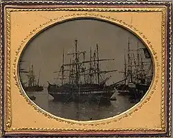 Whaling ship in Honolulu harbor, 1857