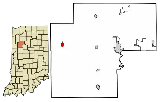 Location of Wolcott in White County, Indiana.