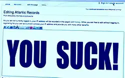 "Weird Al" Yankovic edits Atlantic Records' page to read "YOU SUCK!"