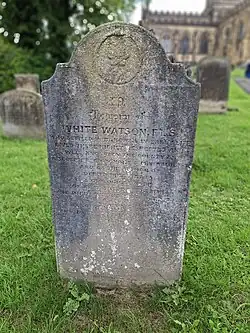 White Watson gravestone in the churchyard of All Saints' Church, Bakewell, UK