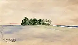 Watercolour of South Pacific island.