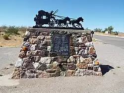 Vicinity marker where the Wickenburg Massacre took place. The Wickenburg Massacre was the mass murder of six stagecoach passengers en route from Wickenburg, Arizona Territory, westbound for San Bernardino, California, on the La Paz road on November 5, 1871.