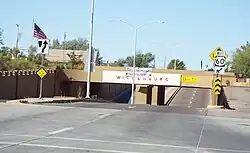 The Wickenburg Underpass was completed in 1937. One bridge carries railroad traffic while the other carries vehicular traffic.