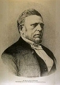 Drawing of William Buell Richards head and shoulders facing right in 1877