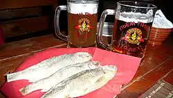 Salt-dried vobla, served with beer