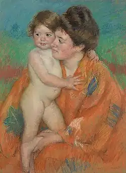 Woman with Baby (1902), pastel on gray paper, Clark Art Institute