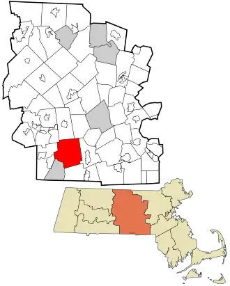 Location in Worcester County and the state of Massachusetts.