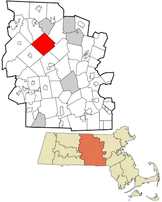 Location in Worcester County and the state of Massachusetts.