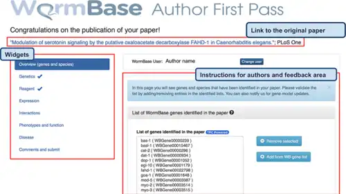 Community curation portal of WormBase