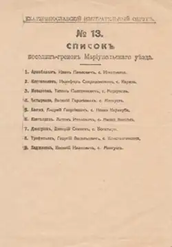 List 13 - Greek settlement of Mariupol uezd